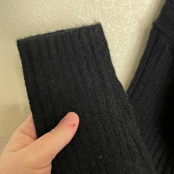 In Loom Black Ribbed Knit Cardigan And Midi Skirt Set V-Neck Long Sleeve Stretch - Picture 9 of 16